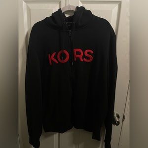 Michael Kors Black Hoodie w/ Large Red Ironed Fabric Letters in Men